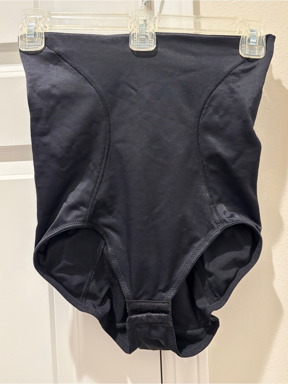 Flexees Medium Heavy Satin High-Waist Black Shapewear Brief Shaper Snap Crotch